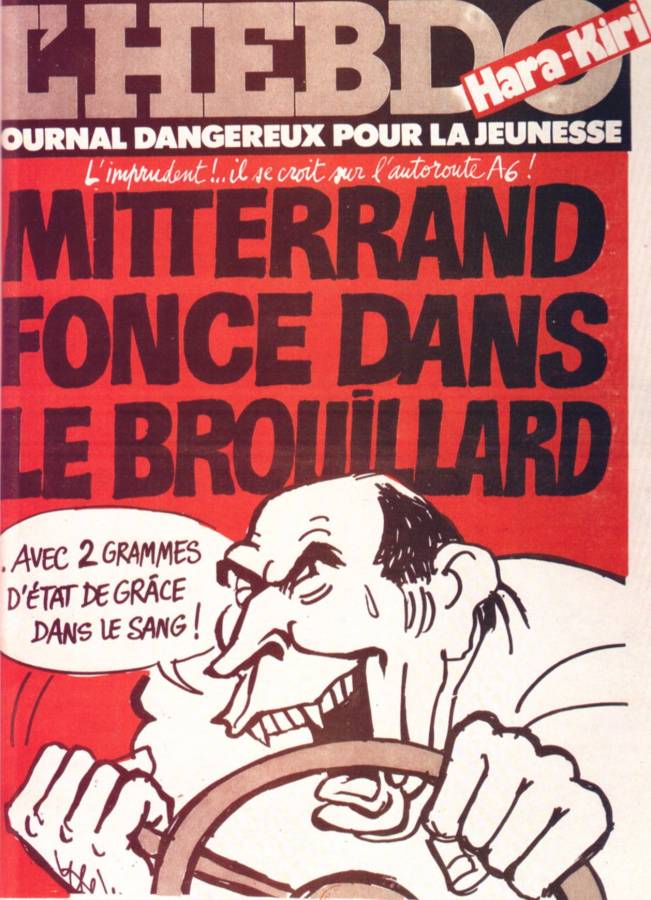 1981 2 septembre Charlie Hebdo Dessin de Cabu Mitterrand fonce dans le brouillard.jpg